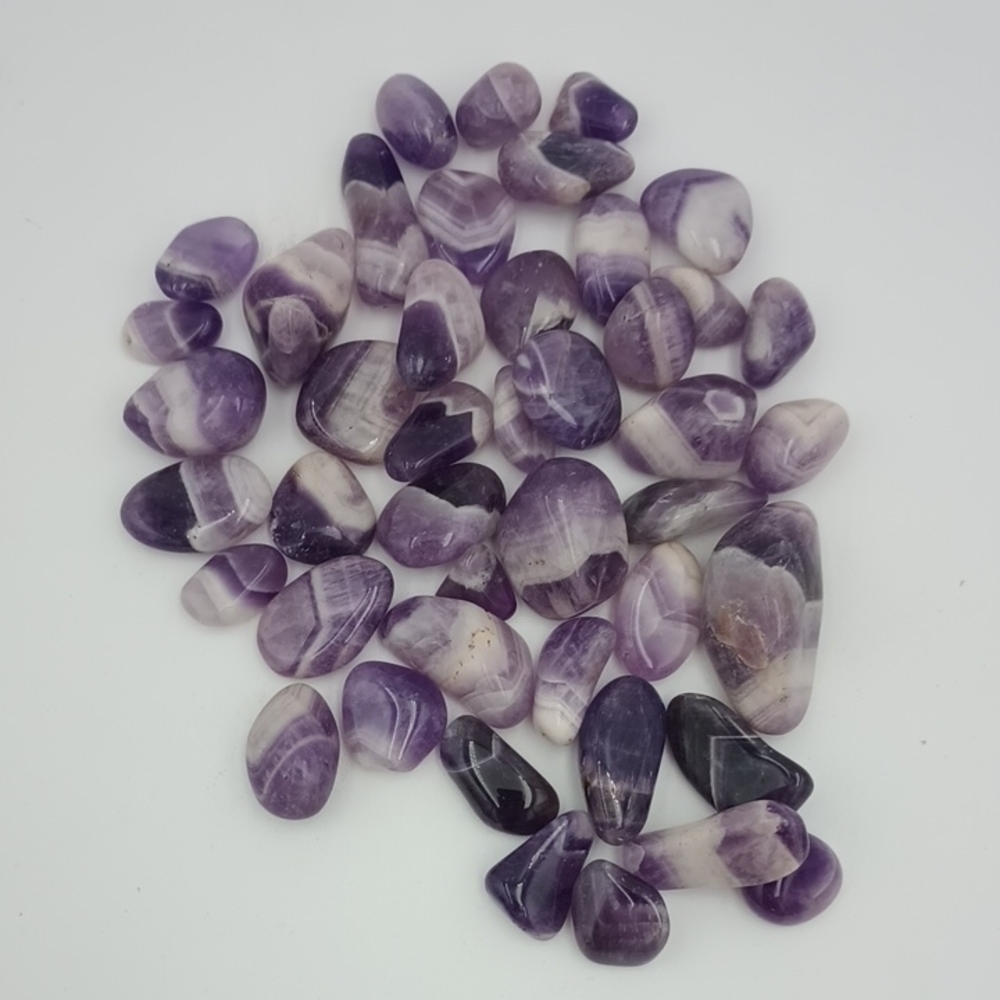 3 Beautiful Natural Banded Amethyst Dream Chevron Tumbled Stones Small Pebbles